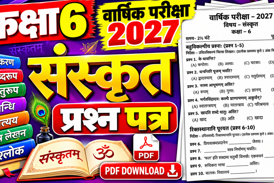 Class 6 Sanskrit Varshik Paper Pdf 2027 PDF Download