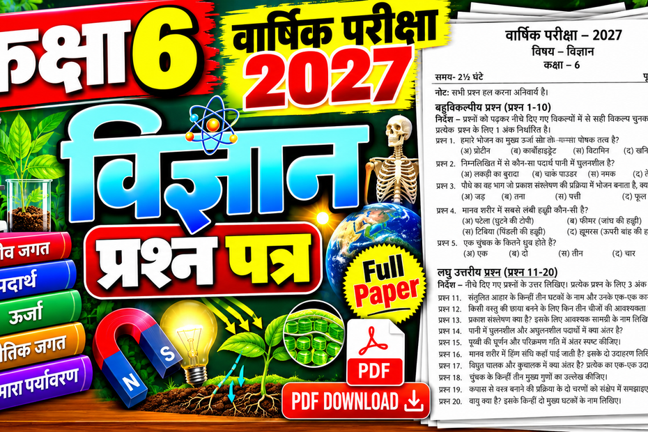 Class 6 Science Varshik Paper 2027 PDF Download