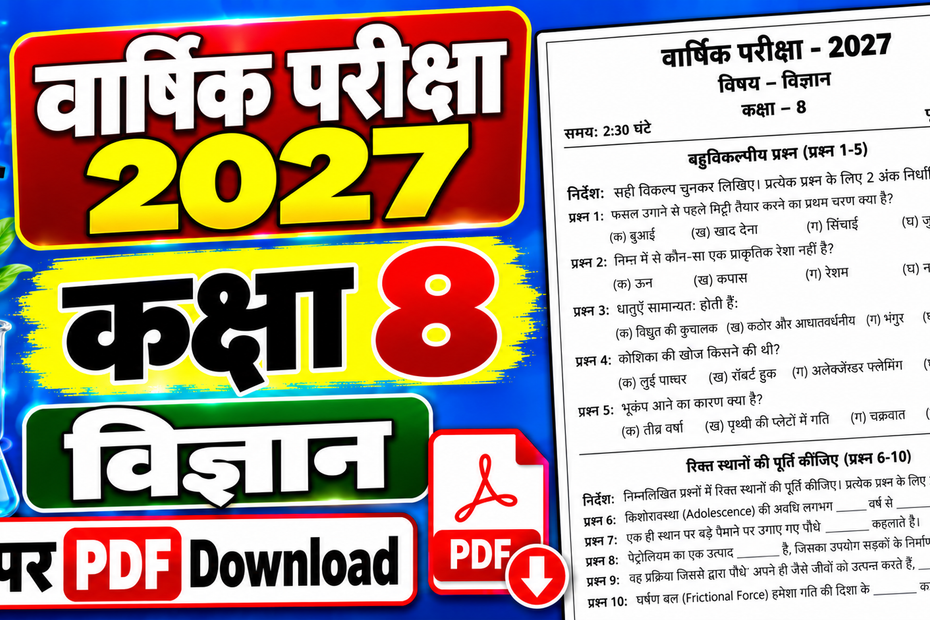 Class 8 Science Varshik Paper 2027 PDF Download
