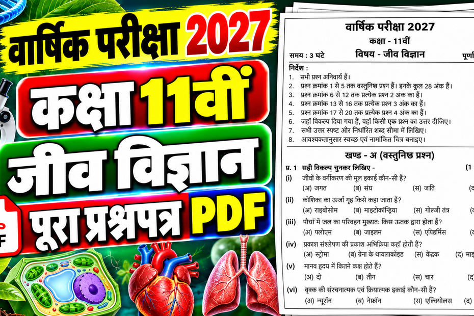 Class 11 Biology Varshik Paper 2027 PDF Download