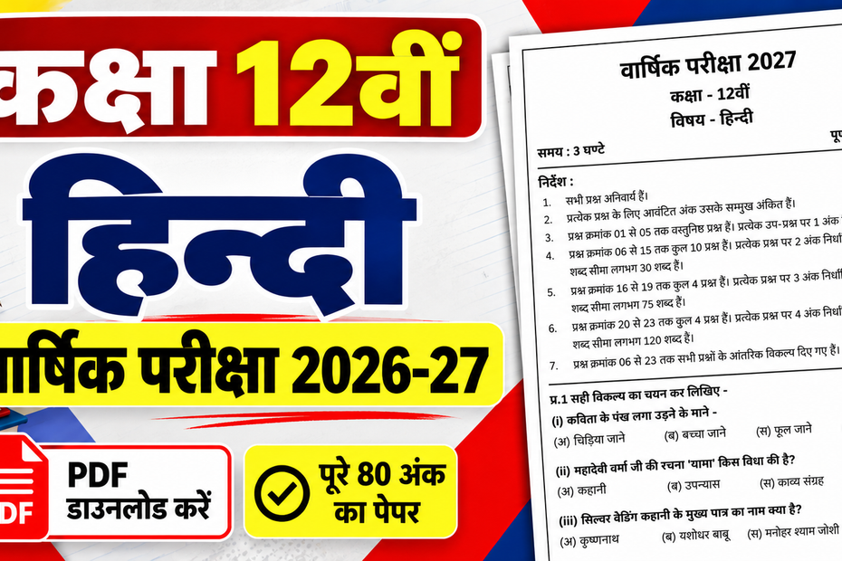 Class 12 Hindi Varshik Paper 2027 PDF Download